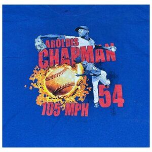 Aroldis Chapman Tshirt XXL Mens Blue Fastball MLB NY Yankees Cincinnati Reds